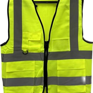 Hi Vis Vests for Women Men High Visibility Reflective Safety Security Vest with Pockets Zipper Front