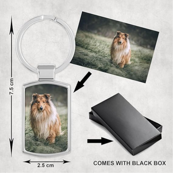 Photo Printed Rectangular Engraved Keychain Double Side Sublimation - Image 4