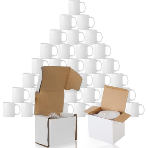 11oz Blank Sublimation Mug – White Ceramic Coffee/ Tea Mug for Heat Press (Grade AAA)