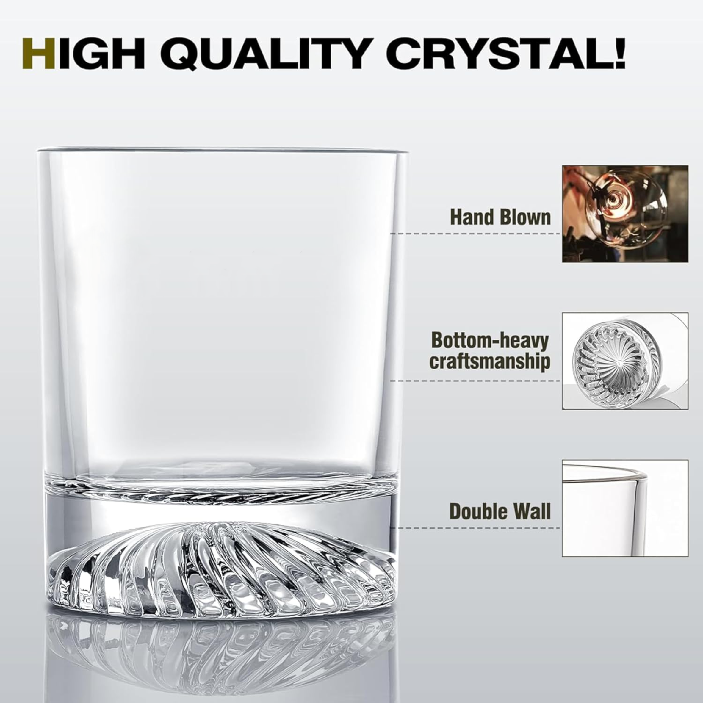 Crystal Whiskey Glass Tumbler for Men 10oz/305ml. UV Printable & Engravable - Image 3